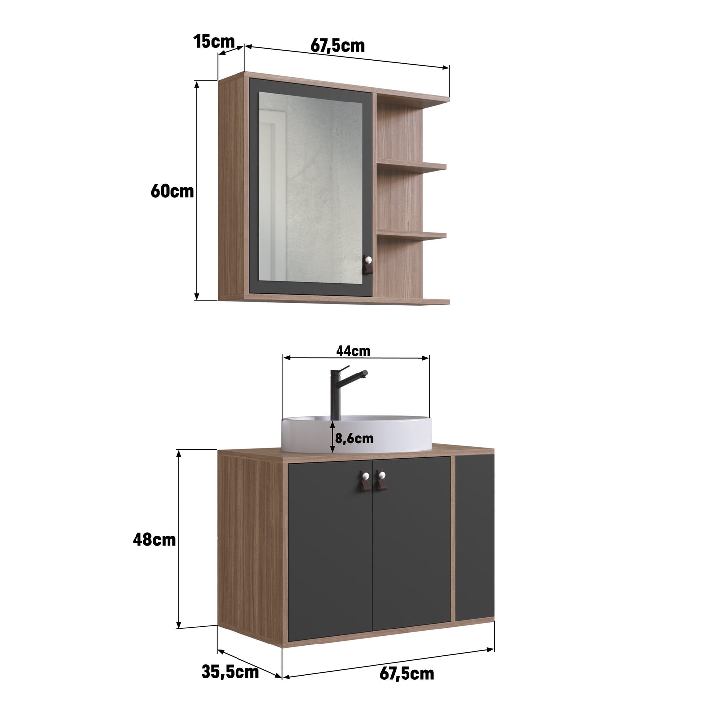 Mueble De Baño Aéreo Más Bacha En Marmolina