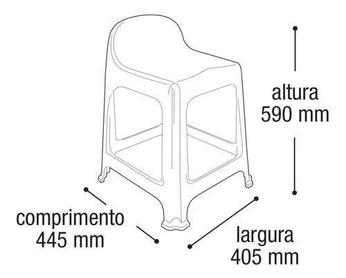 Taburete De Plástico Con Respaldo Negro