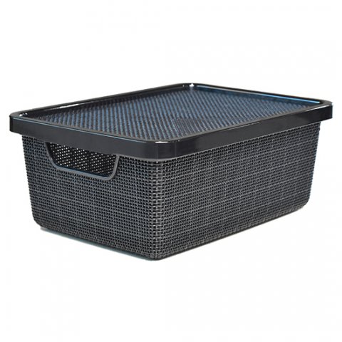 Organizador Con Tapa Negro De 6 Litros