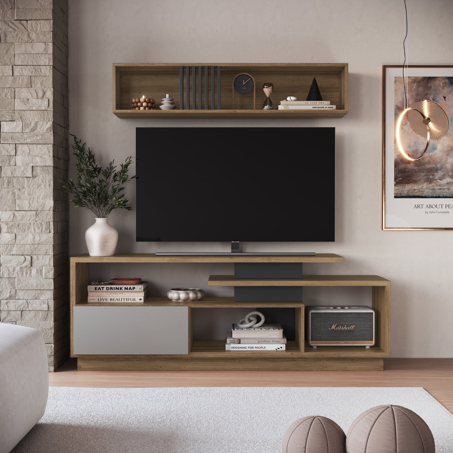 Rack Modular Para TV Con Puerta Estilo Nórdico