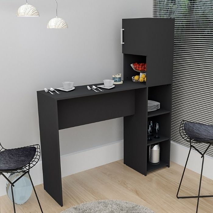 Barra Desayunador Mueble Multiuso Con Estantes Y Armario