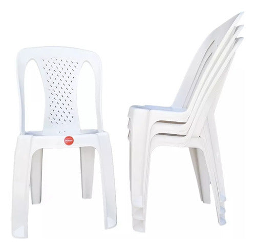 Juego Jardin Patio Plastico Mesa Rectangular + 4 Sillas Blanco