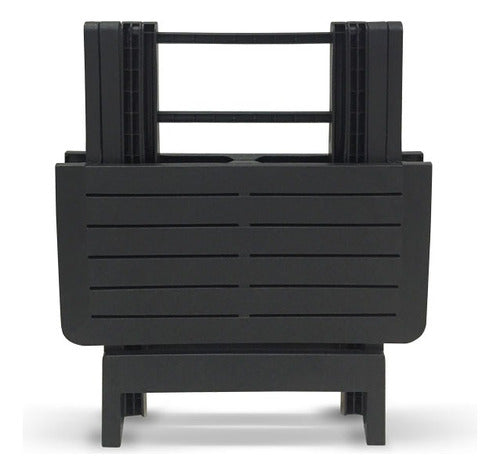 Set Juego 4 Sillas+1 Mesa Plegable Plastico Jardin Camping - Negro