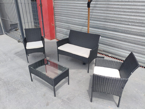 Juego De Jardín / Patio Samoa Ratán Sintético Negro