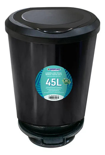 Basurero 45 Litros Con Pedal Negra