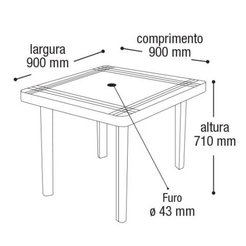 Mesa cuadrada desmontable