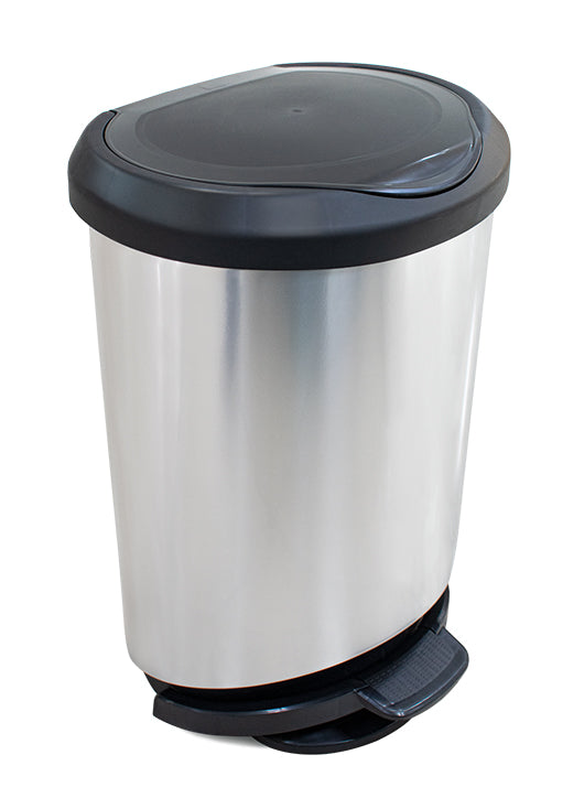Basurero 45 lt con pedal de acero inoxidable