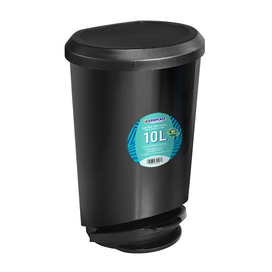 Papelera De 10 Litros Con Pedal Negra