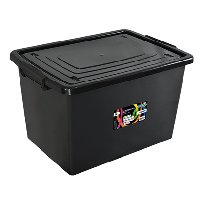 Caja Organizadora Con Tapa Negra De 56 Litros