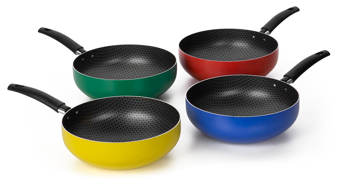 Juego De 4 Sartenes Wok Multiples Colores