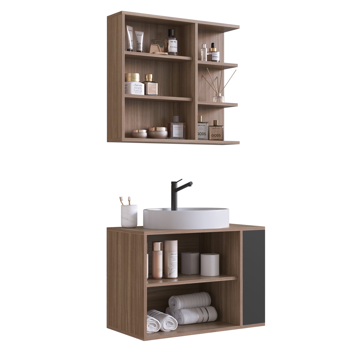 Mueble De Baño Aéreo Más Bacha En Marmolina