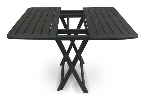 Set  Juego 4 Sillas+1 Mesa Plegable Plastico Jardin Camping  - Negro