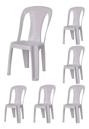 Juego Exterior Jardin Plastico Mesa Rectangular + 6 Sillas Blanco