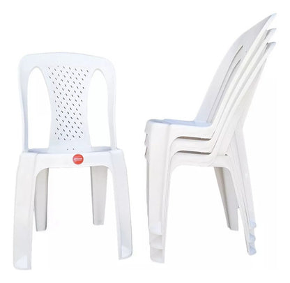 Juego Jardin Patio Plastico Mesa Rectangular + 4 Sillas  Blanco