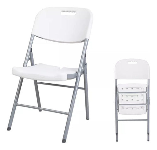 Juego Jardin Patio Plegable Mesa Redonda 1,50 Mt + 8 Sillas Blanco