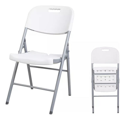 Juego Jardin Patio Plegable Mesa Redonda 1,50 Mt + 8 Sillas Blanco