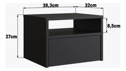 Mesa De Luz Flotante Cajon, Estante Estilo Nordico Reforzada Acabado Mate