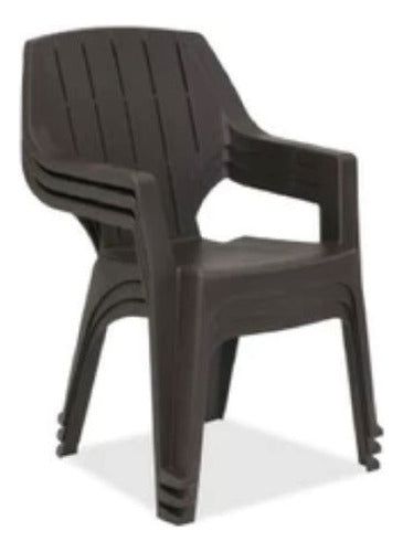 Juego Plastico Negro Mesa +2 Sillas Reforzadas Jardin Balcon Negro