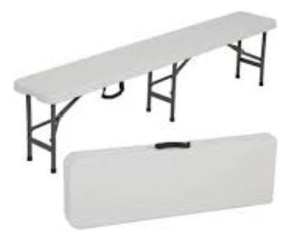 Set Plegable Valija Mesa 1.80 + 2 Bancos 1.83 Camping Jardin Blanco