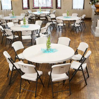 Juego Jardin Patio Plegable Mesa Redonda 1,50 Mt + 8 Sillas Blanco