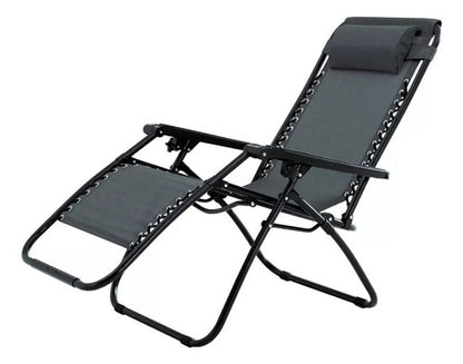 Juego Jardin 2 Sillas Reposeras+ 1 Mesa Redonda Vidrio 60 Cm Negro