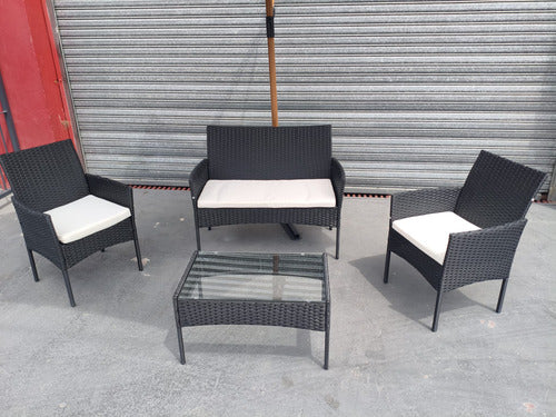 Juego De Jardín / Patio Samoa Ratán Sintético Negro