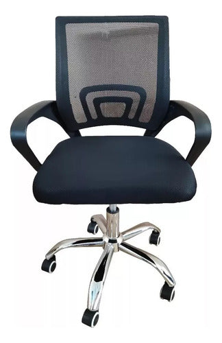 Set Escritorio Doble Caballete + 1 Silla Oficina C/ Ruedas Negro