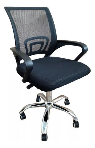 Set Escritorio Doble Caballete + 1 Silla Oficina C/ Ruedas Negro