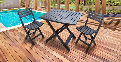 Set  Juego 4 Sillas+1 Mesa Plegable Plastico Jardin Camping  - Negro