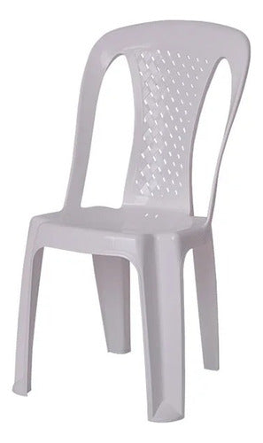 Juego Jardin Patio Plastico Mesa Rectangular + 4 Sillas  Blanco