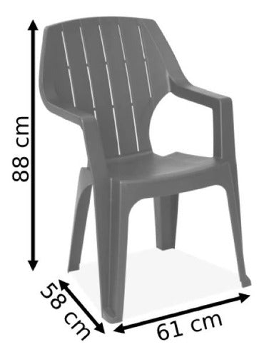 Juego Plastico Negro Mesa +2 Sillas Reforzadas Jardin Balcon Negro