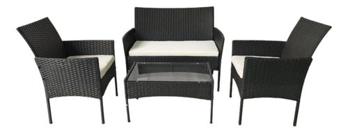 Juego De Jardín / Patio Samoa Ratán Sintético Negro