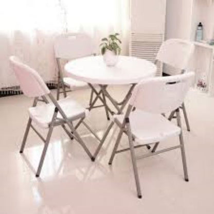 Set 6 Sillas Plegables Metal  Exterior Jardín Barbacoa Liso Blanco