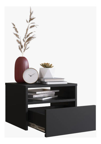 Mesa De Luz Flotante Cajon, Estante Estilo Nordico Reforzada Acabado Mate