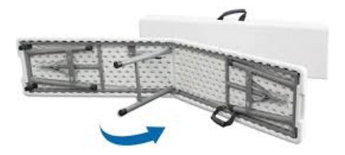 Set Plegable Valija Mesa 1.80 + 2 Bancos 1.83 Camping Jardin Blanco