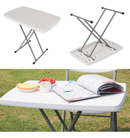 Set 2 Sillas Mas Mesa 75x40 Plegables Balcon Jardin Camping Blanco