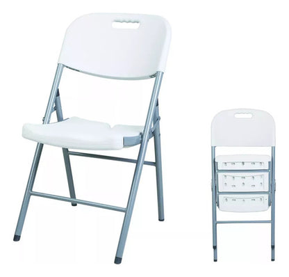 Juego Jardin Plegable Mesa Valija 1.80 + 6 Sillas Camping Blanco