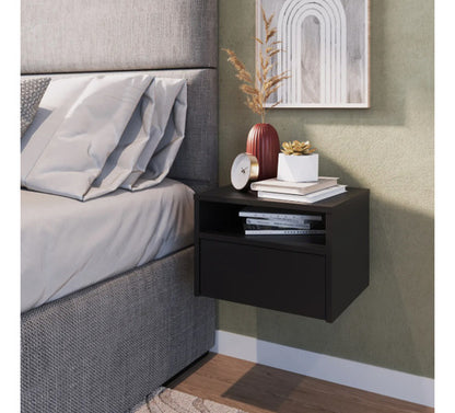 Mesa De Luz Flotante Cajon, Estante Estilo Nordico Reforzada Acabado Mate