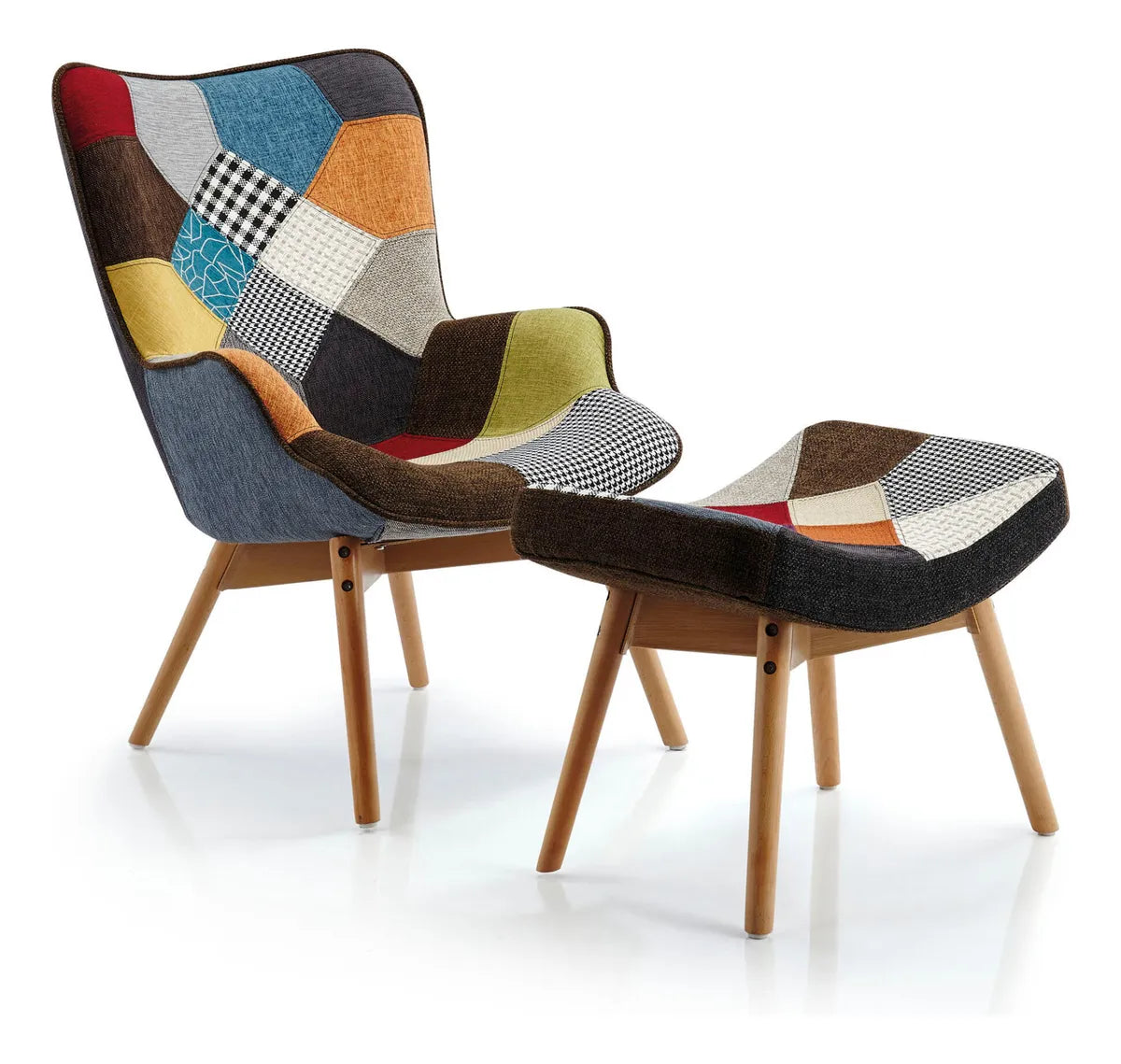Sillón Patchwork Eames Con Posa Pies
