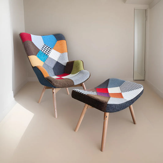 Sillón Patchwork Eames Con Posa Pies