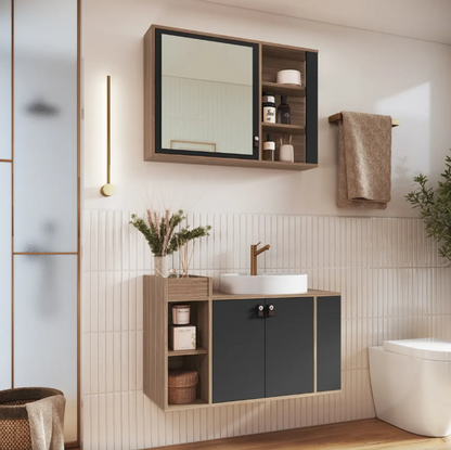 Mueble De Baño Aereo Mas Bacha 80cm Y Botiquín