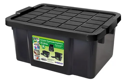 Caja Organizadora Apilable De 25 Litros Con Tapa