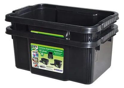 Caja Organizadora Apilable De 25 Litros Con Tapa