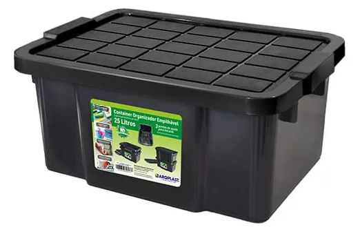 Caja Organizadora Apilable De 25 Litros Con Tapa