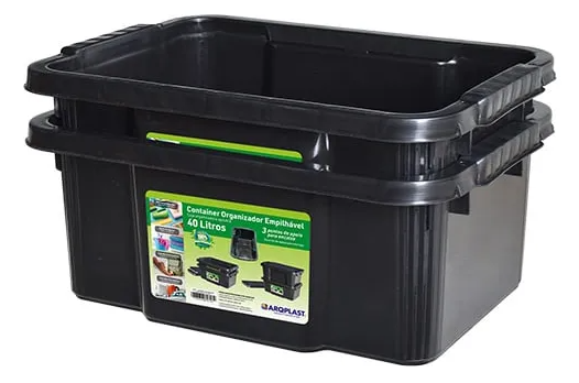 Caja Organizadora Apilable De 40 Litros Con Tapa