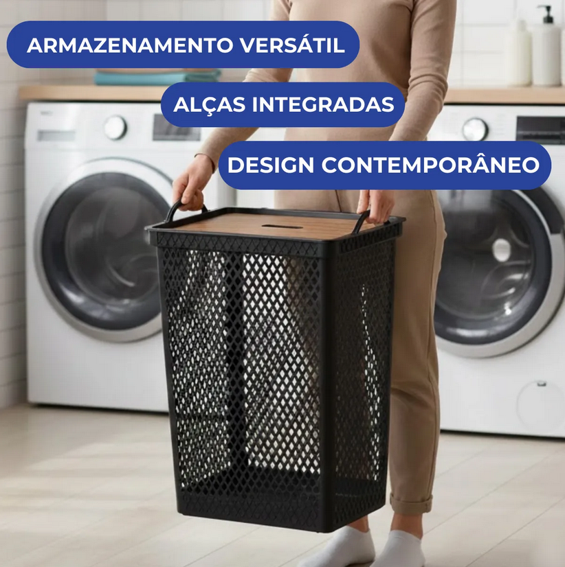 Canasto Para Ropa 49 Litros Con Tapa