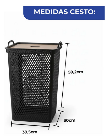 Canasto Para Ropa 49 Litros Con Tapa