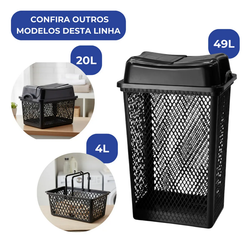 Canasto Para Ropa 49 Litros Con Tapa