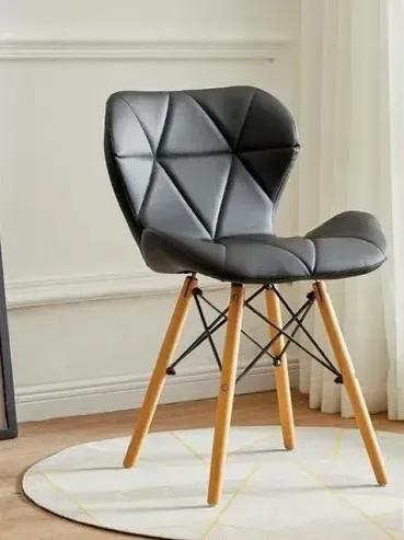Silla De Diseño Eames Acolchonada Negra