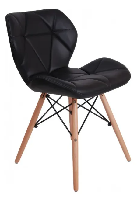 Silla De Diseño Eames Acolchonada Negra